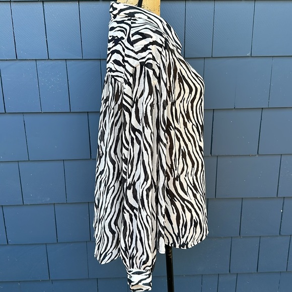Free people large sheer, zebra print blouse top shirt, large - Picture 5 of 11